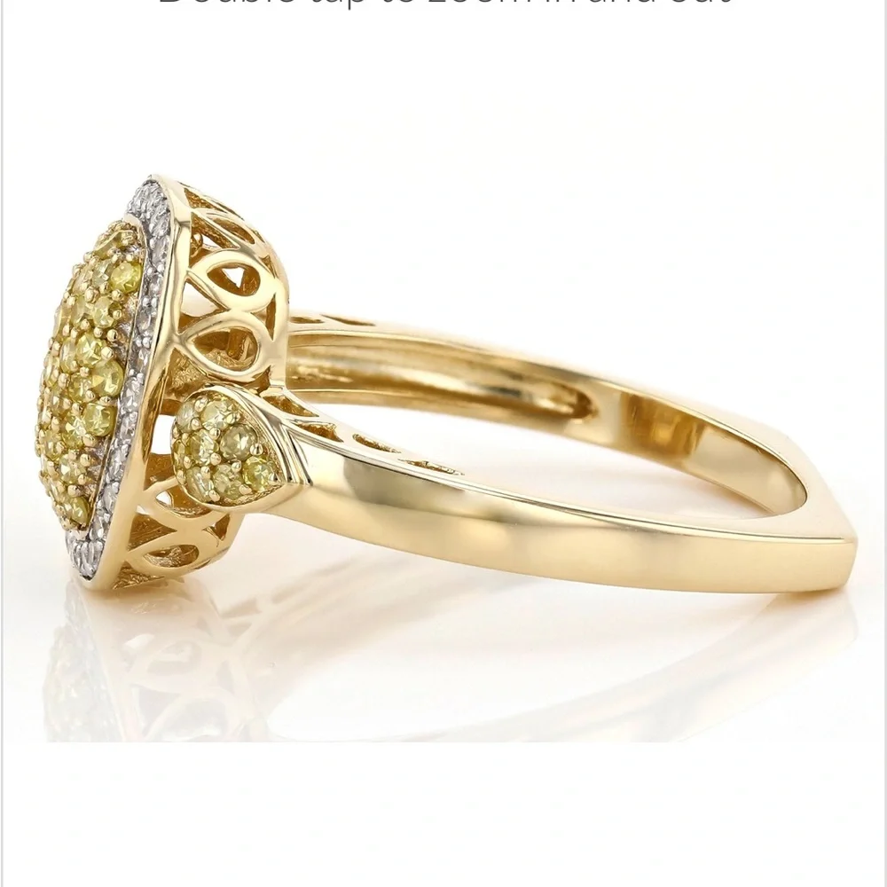 πHPπ10K Diamond YELLOW & WHITE .53ctw SOLID Yellow Gold NATURAL & MINED - Picture 5 of 13